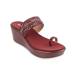 Mochi Embellished One Toe Wedges Heels-11