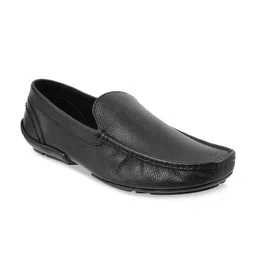 Mochi Men Black Leather Loafers-image-41