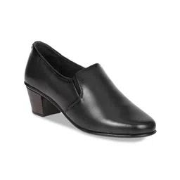 Zoom Shoes Round Toe Leather Block Heeled Pumps-40