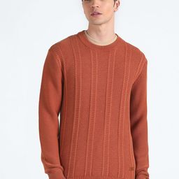 Flying Machine Cable Knit Long Sleeves Pure Cotton Pullover Sweater-image-99