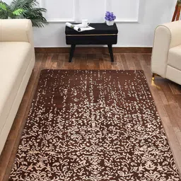 PRESTO Brown & Beige Abstract Printed No-Shred Carpet-18