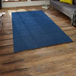 saraswatii global Navy Blue Woolen Hand Tufted Rectangular Carpets image 1