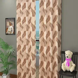 Homefab India Brown & Cream-Coloured Set of 2 Door Curtains 7 Feet-10