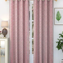 Homefab India Crystal Maroon & White 2 Pieces Abstract Printed Door Curtains-22