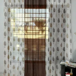 Homefab India Brown & Pink 3 Pieces Floral Printed Sheer Door Curtains-image-60