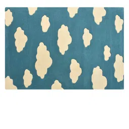 PRESTO White & Blue Cloud Abstract HandTufted Woollen Rectangular Carpet image 2