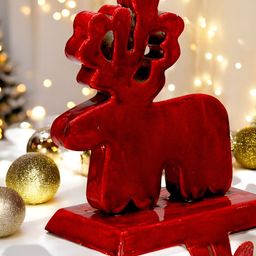 Hind Decor Red Metallic Christmas Reindeer Stocking Holder-image-40