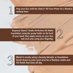 GLAM21 Studio Perfection HD Matte Foundation Smooth Matte Finish-30ml Deep -Ivory -01 image 2