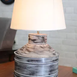 Homesake White Textured Rustic Milk Gagar Table Lamps With Shade-7