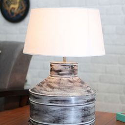 Homesake Rustic Milk Gagar Whitewash Finish Electric Table Lamp With Drum Shade-13
