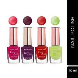 Seven Seas Set of 4 Easy Gel Long Lasting Nail Polishes 10ml Each - 211 + 209 + 224 + 263-32