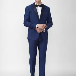 Peter England Elite Men Navy Blue Solid Single-Breasted Slim-Fit 2-Piece Formal Suit-image-24