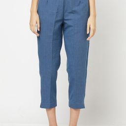 Fabindia Women Slim Fit Three-Fourth Cotton Trousers-image-58
