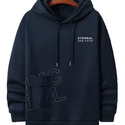 JUMPCUTS Typography Printed Hooded Long Sleeves Cotton Slim Fit T-shirt-image-65