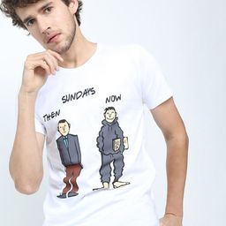 HIGHLANDER Men White Printed Cotton Slim Fit T-shirt-image-86