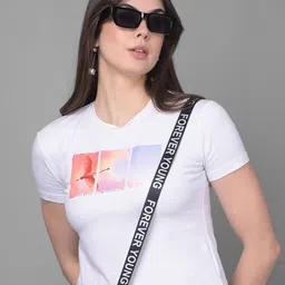 Crimsoune Club Typography Printed Cotton V-Neck Applique Slim Fit T-shirt-image-49