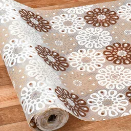 Yellow Weaves Brown Floral Water Resistant Shelf Liner Organiser-23