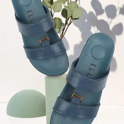 Elle Open Toe Flats With Buckle Detail-image-77