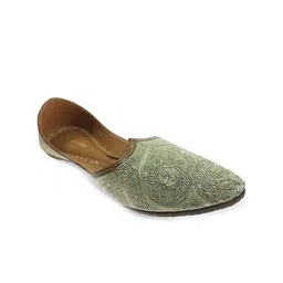 Fulkari Men Embroidered Leather Mojaris-image-3