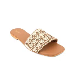DESI COLOUR Embroidered Ethnic Open Toe Flats-picture-13