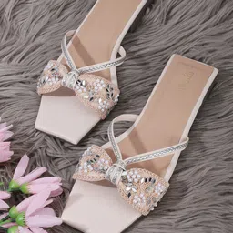 Anouk Embellished Open Toe Flats-18