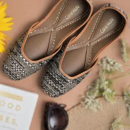 Coral Haze Parisian Square Toe Canvas Textured Mojaris-picture-11