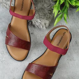 sneakers villa Textured Leather Open Toe Flats With Backstrap-17