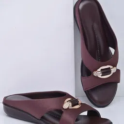 AROOM Women Embellished Open Toe Flats-68