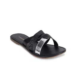 Vishudh Women Black Embellished Open Toe Flats-image-19