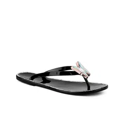 London Rag Women Black Embellished T-Strap Flats-image-27