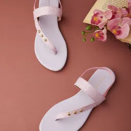 Tokyo Talkies Women Lavender Embellished Open Toe Flats-picture-17