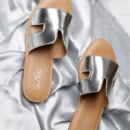 Soul Roots Textured Open Toe Slip-On Flats-picture-36