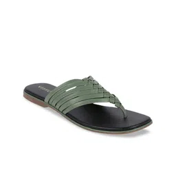 Vishudh Women Olive Green Open Toe Flats-image-17