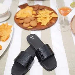 yoho Textured Open Toe Flats-56