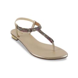 Metro Embellished Open Toe T-Strap Flats-1