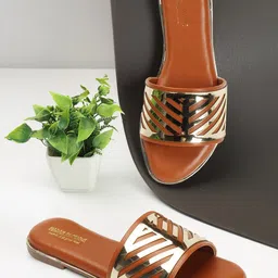 madam glorious Embellished Open Toe Flats-21