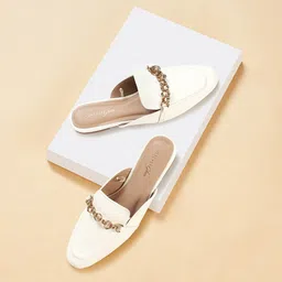 Forever Glam by Pantaloons Embellished Round Toe Mules-picture-10