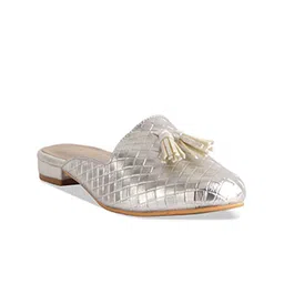 ERIDANI Textured Round Toe Tasselled Mules-image-85