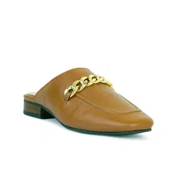 RAG & CO Chain Embellished Leather Mules-49