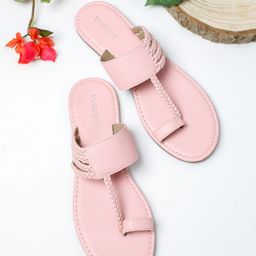 Vishudh Women Pink Ethnic One Toe Flats-image-77