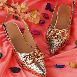 BAESD Textured Embellished Pointed Toe Ballerinas-13