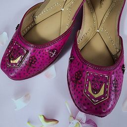 Fulkari Printed Round Toe Leather Mojaris-picture-12