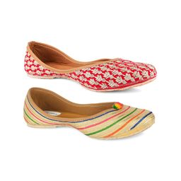 DESI COLOUR Pack Of 2 Women Ethnic Ballerinas Flats-picture-19