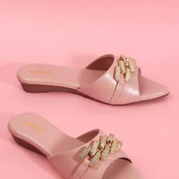 Lavie Embellished Open Toe Flats-image-8
