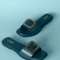 Lavie Embellished Open Toe Flats-15