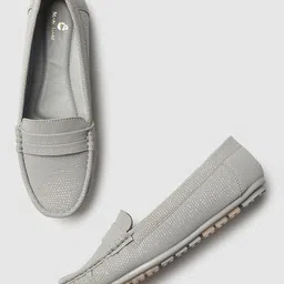Marc Loire Women Grey Textured PU Penny Loafers-33