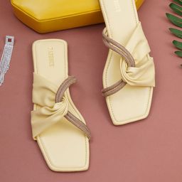 FABBHUE Embellished Open Toe Flats image 1