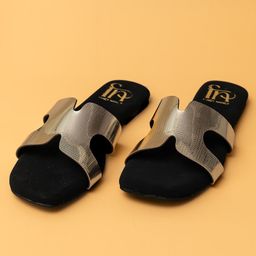 Dapper Feet-Fancy Nancy Textured Open Toe Flats-43