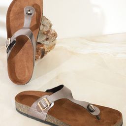 MOZAFIA T-Strap Flats With Buckle Detail-picture-8