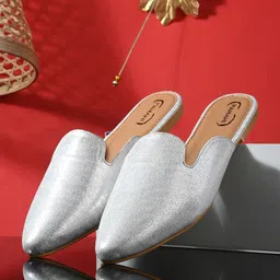 PANAHI Textured Pointed Toe Mules-7